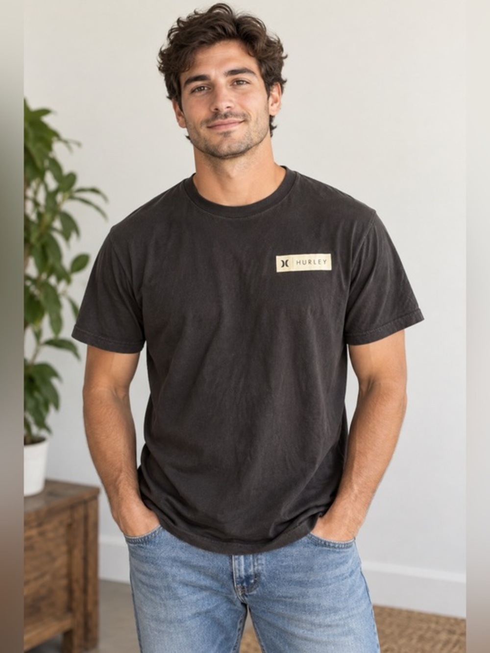 Hurley Men’s Medium Black Logo Graphic Short Sleeve T Shirt
